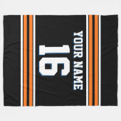 Couverture Polaire Citrouille noir Orange White Sports Jersey (Devant (Horizontal))