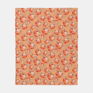 Couverture Polaire Citrouille orange automne plaid à fleurs chèque au