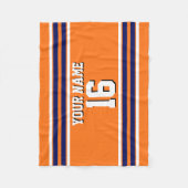 Couverture Polaire Citrouille Orange avec Marine White Stripes Team J (Devant)