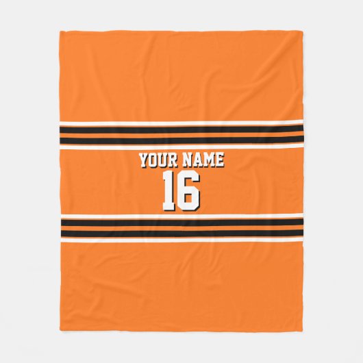 Couverture Polaire Citrouille Orange Blk Team Jersey Numéro personnal (Devant)