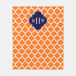 Couverture Polaire Citrouille Orange Marocain #5 Marine 3 Monogramme