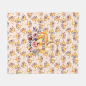 Couverture Polaire Citrouille pastel peach or polka dot fleurs chute (Devant (Horizontal))