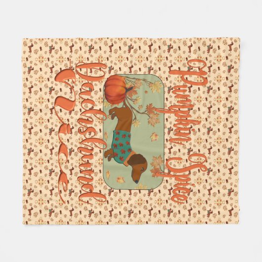 Couverture Polaire Citrouille Spice Dachshund Nice (Devant (Horizontal))
