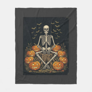 Couverture Polaire Citrouille squelette Halloween Design Rétro Vintag