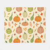 Couverture Polaire Citrouille vert et orange, motif sans soudure. (Devant (Horizontal))