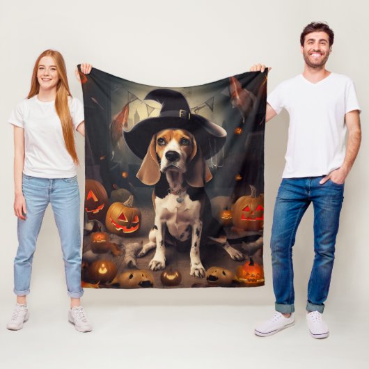 Couverture Polaire Citrouilles Beagle Halloween Épouvantables (En situation)