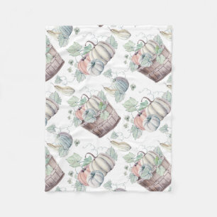 Couverture Polaire Citrouilles dans le seau en bois dans les