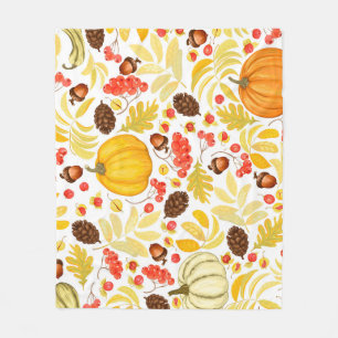 Couverture Polaire Citrouilles d'automne, glands, arrière - plan vint