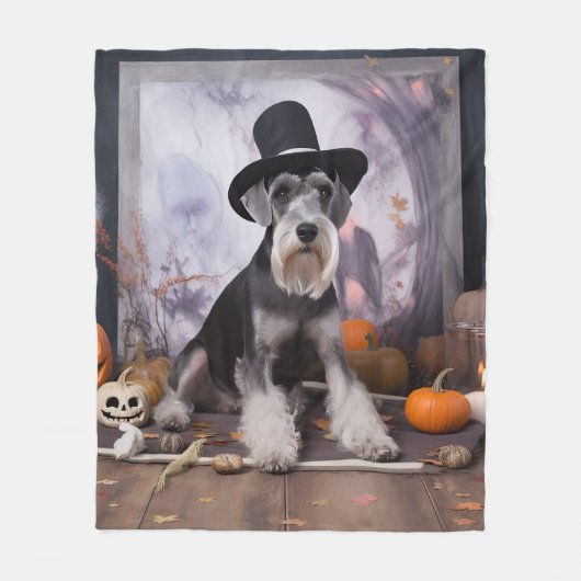Couverture Polaire Citrouilles de Schnauzer miniature Halloween (Devant)
