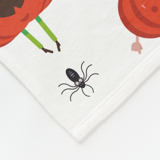Couverture Polaire Citrouilles d'halloween mignonnes, araignée et mot (Coin)