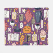 Couverture Polaire Citrouilles d'Halloween, motif sorcier sans coutur (Devant (Horizontal))