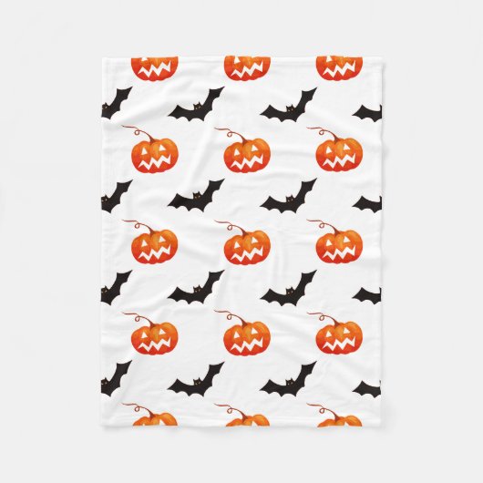 Couverture Polaire Citrouilles et chauves-souris d'Halloween, Trou ou (Devant)
