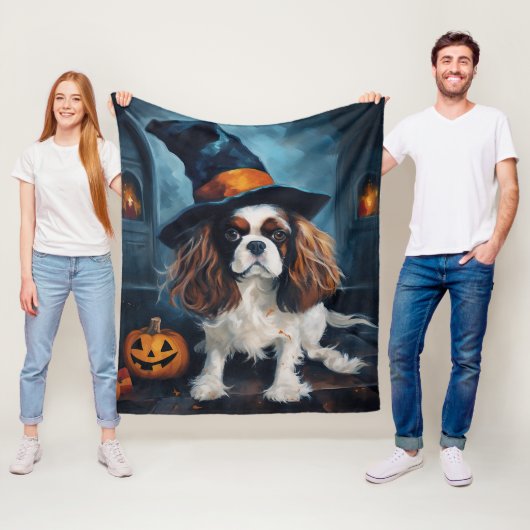 Couverture Polaire Citrouilles Halloween Épouvantables Cavalier King (En situation)