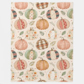Couverture Polaire Citrouilles Patchwork Décoration d'Automne Cosy & (Devant)