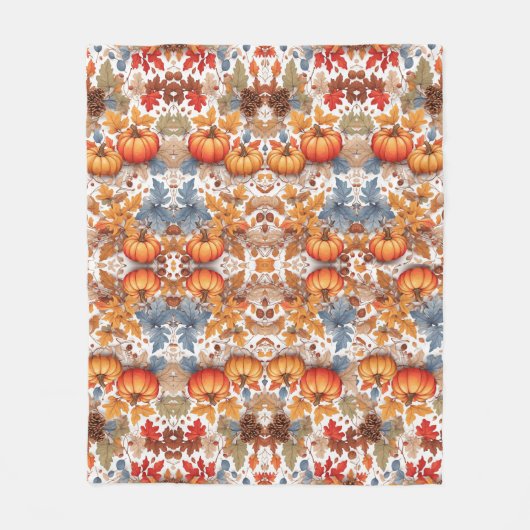 Couverture Polaire citrouilles peints dans différents motifs, pinecon (Devant)