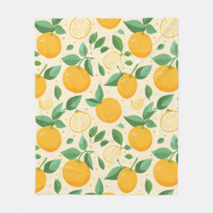 Couverture Polaire Citrus citron jaune motif de fruits tropicaux