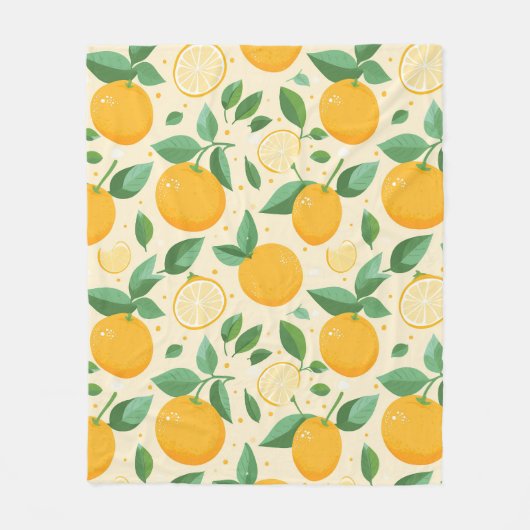 Couverture Polaire Citrus citron jaune motif de fruits tropicaux (Devant)