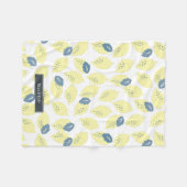 Couverture Polaire Citrus de citron jaune et Motif de feuille gris bl (Devant (Horizontal))