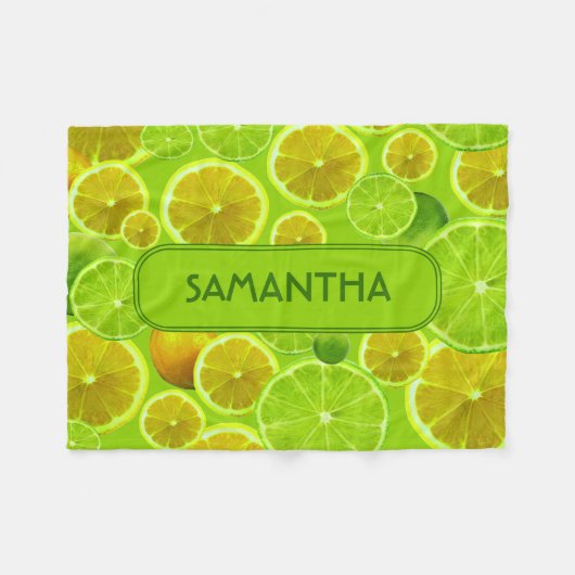 Couverture Polaire Citrus Fruit, Lemon & Lime Pattern (Devant (Horizontal))