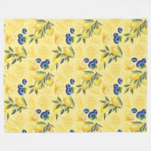 Couverture Polaire Citrus jaune et Motif de bleuets (Devant (Horizontal))