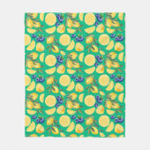 Couverture Polaire Citrus jaune et Motifs bleuets (Devant)