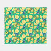 Couverture Polaire Citrus jaune et Motifs bleuets (Devant (Horizontal))
