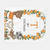 Couverture Polaire Citrus Orange Bois Végétaux Animaux Monogramme (Devant (Horizontal))