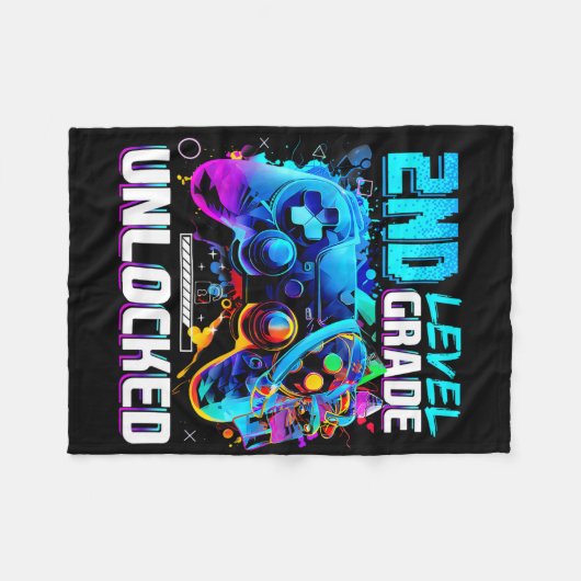Couverture Polaire Ck To School 2nd Grade Level Unlocked Gamer Kids B (Devant (Horizontal))