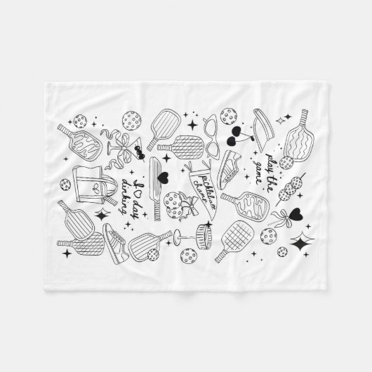 Couverture Polaire Ckleball Doodles In Black On Beige Retro Comfort C (Devant (Horizontal))