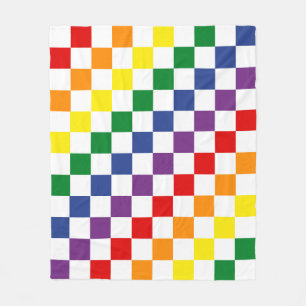 Couverture Polaire Clair Classic Pride Arc-en-ciel À damiers Motif