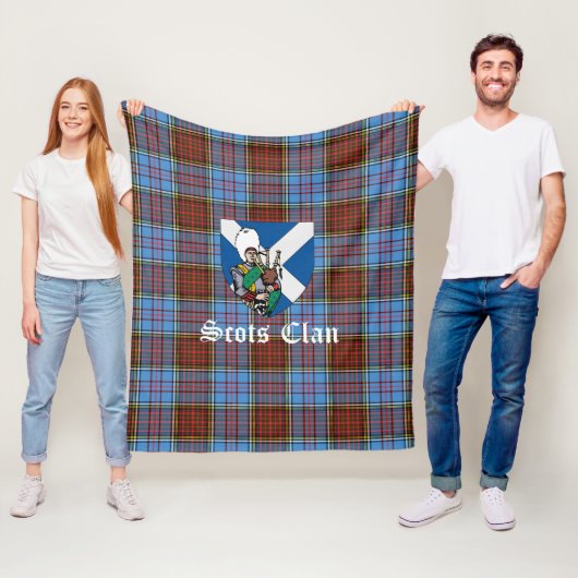 Couverture Polaire Clan Anderson Tartan moderne Plaid (En situation)
