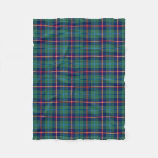 Couverture Polaire Clan bleu vert et foncé Young Tartan (Devant)