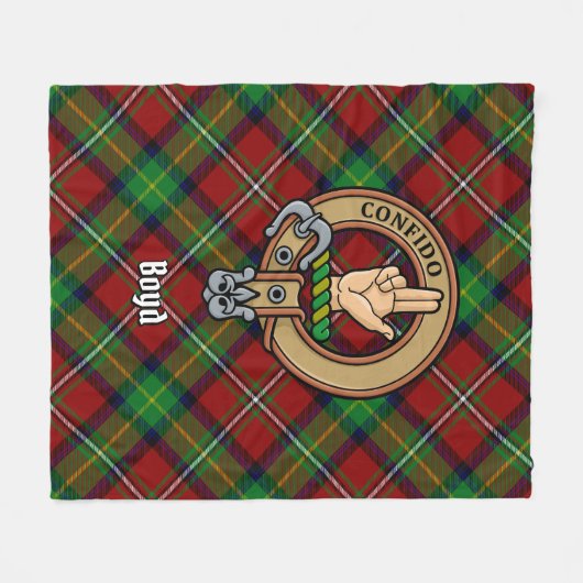 Couverture Polaire Clan Boyd Crest sur Tartan (Devant (Horizontal))