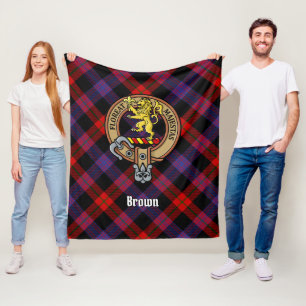 Couverture Polaire Clan Brown Crest sur Tartan