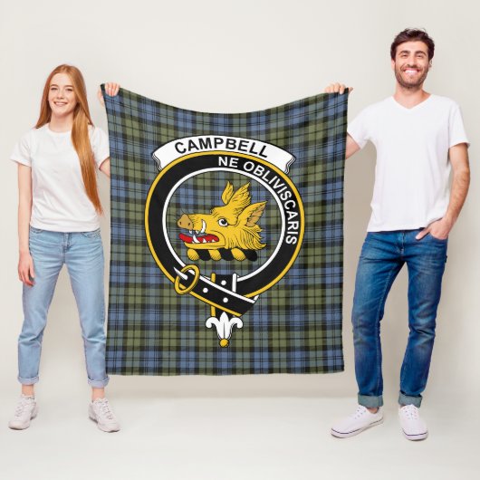 Couverture Polaire Clan Campbell Faded Tartan Plaid (En situation)