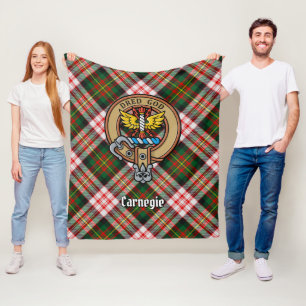 Couverture Polaire Clan Carnegie Crest sur la robe Tartan