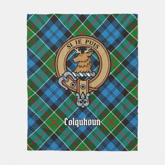 Couverture Polaire Clan Colquhoun Crest sur Tartan (Devant)