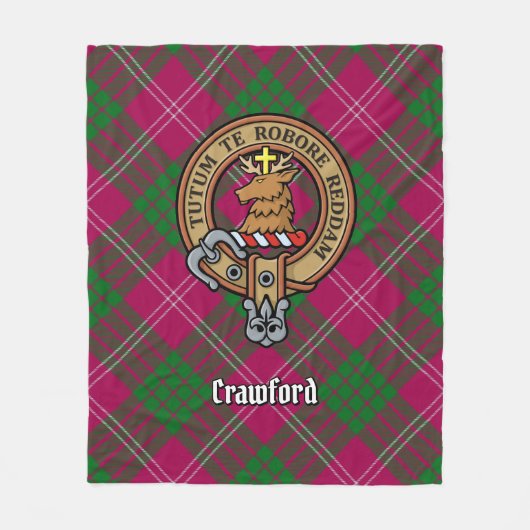 Couverture Polaire Clan Crawford Crest sur Tartan (Devant)