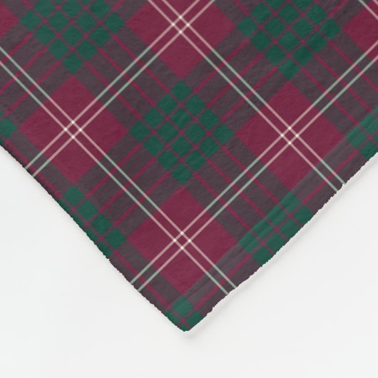 Couverture Polaire Clan Crawford Dark Red et Green Tartan (Coin)
