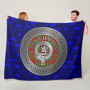 Couverture Polaire Clan Cumming Crest & Tartan Knot on Thistle