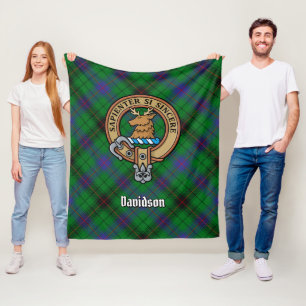 Couverture Polaire Clan Davidson Crest sur Tartan