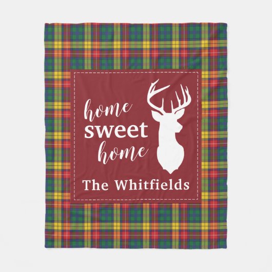 Couverture Polaire Clan de Noël personnalisé Clan Buchanan Plaid (Devant)