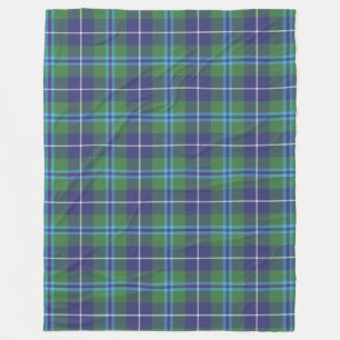Couverture Polaire Clan Douglas Tartan noir vert plaqué