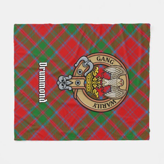 Couverture Polaire Clan Drummond Crest sur Tartan (Devant (Horizontal))
