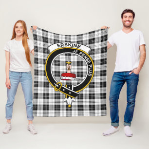 Couverture Polaire Clan Erskine noir et blanc Tartan Plaid
