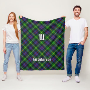 Couverture Polaire Clan Farquharson Tartan Fleece Blanche