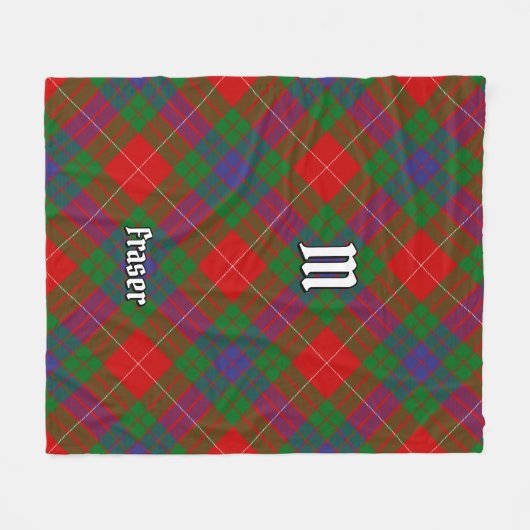 Couverture Polaire Clan Fraser Tartan Fleece Blanche (Devant (Horizontal))
