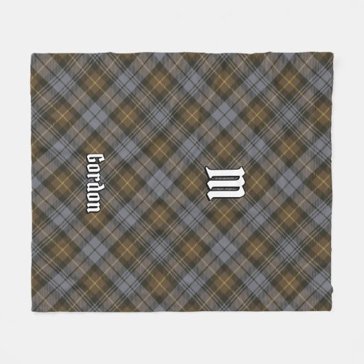 Couverture Polaire Clan Gordon Patiné Tartan Fleece Blanche (Devant (Horizontal))