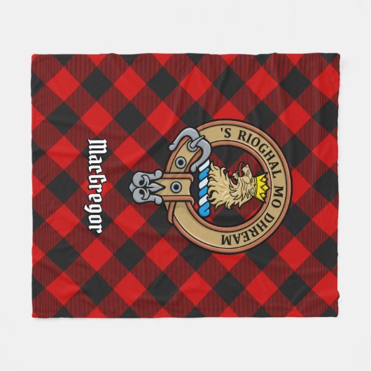 Couverture Polaire Clan Gregor Crest sur Rob Roy Tartan (Devant (Horizontal))