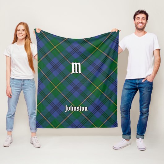 Couverture Polaire Clan Johnston Tartan Fleece Blanche (En situation)